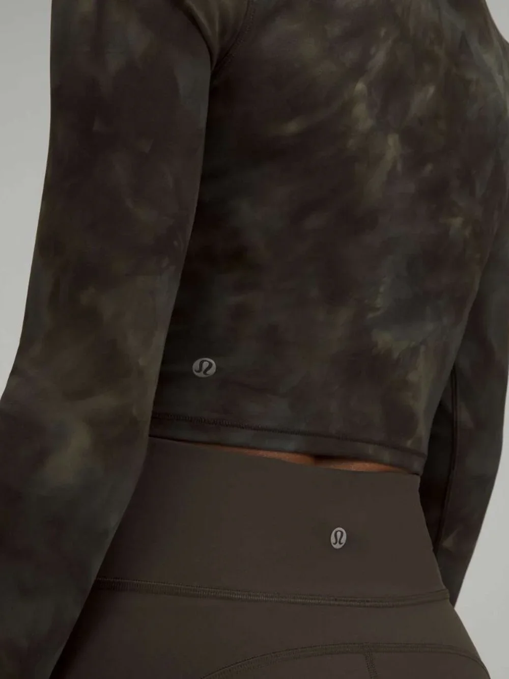Lululemon Wunder Train Cropped Long Sleeve Diamond Dye Medium Olive 12 NWOT